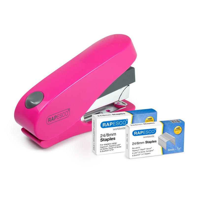 Rapesco 1468 Luna Less Effort Desktop Stapler with 2000 Staples, Type 24 High-Capacity 5/16" and 1/4" Staples, 50 Sheet Capacity, Half-Strip Magazine, No Effort, Hot Pink - Image 5